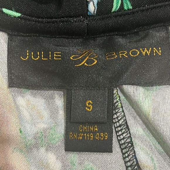 Julie Brown - 100% Silk Floral Print Ruffled Collar Fit & Flare Dress - Size S - Picture 5 of 8